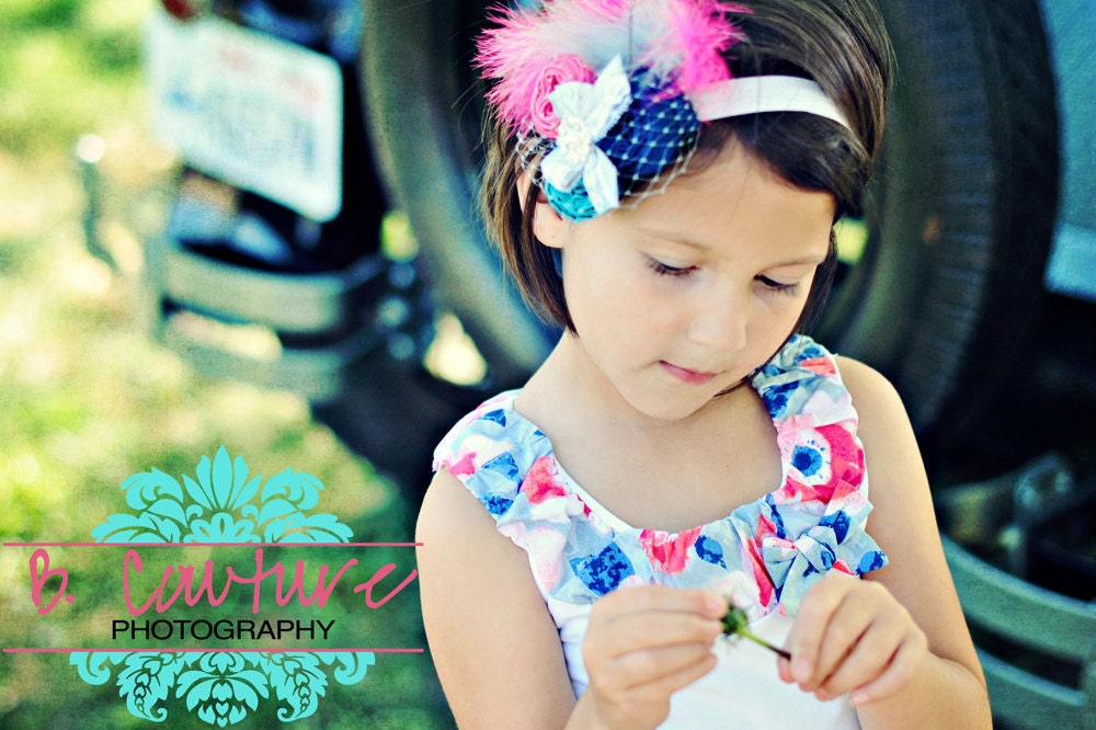 Summer awaits couture vintage inspired fabric rosette headband bright and fun