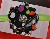 Trick on halloween couture vintage inspired fabric flower halloween headband