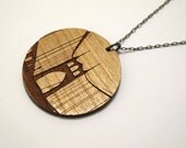 St Johns Bridge Necklace Wood - Large on gunmetal chain