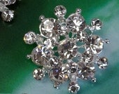 Silver Metal   Rhinestone Buttons  , 10 Pieces  23 mm, Great for Bridal Embellishment.