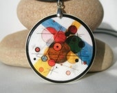 Kandinsky Artwork Reproduction, Abstract Circle, Polymer Clay Amulet