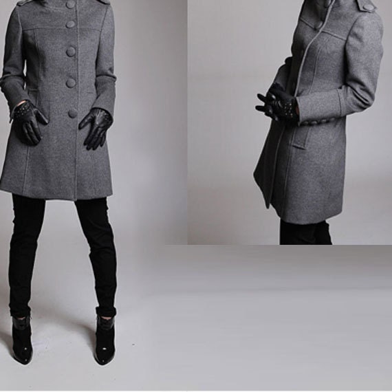 Gray wool coat J080 woollen jacet woollen coat winter coat red cashmere maxi outerwear overcoat