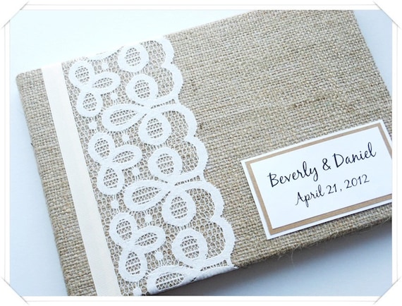 Rustic Barn Burlap Wedding Guest Book (Made to Order)