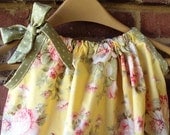 Shabby Chic-Yellow Rose Pillowcase Dress...Sizes-NB, 3m, 6m, 9m, 12m, 18m, 2t, 3t, 4t