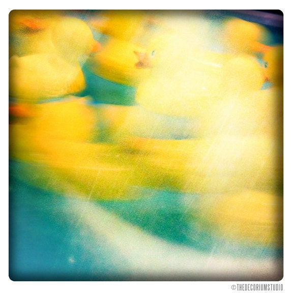 RUBBER DUCKS summertime dreamy romantic candy colored yellow blue green whimsical carnival midway Fine Art Photography print 5x5