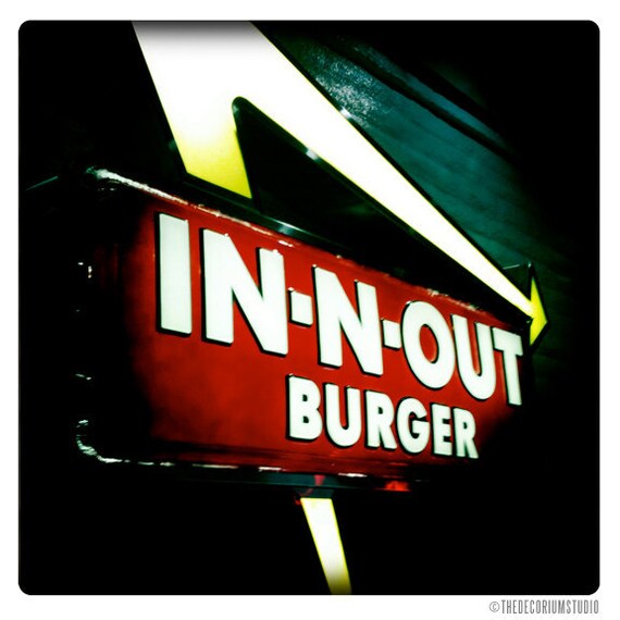 IN-N-OUT summertime dreamy hipster cool americana california burger stand signage Fine Art Photography print 5x5