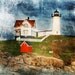 LIGHTHOUSE ISLAND fine art Nautical Shabby Chic beach decor Travel Photography print in blue grey red and green of gothic New England 11x17
