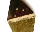 Gold and black geometric fashion brooch. Collage art you can wear. Eco friendly.