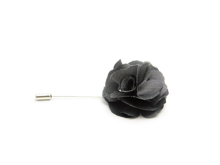 Dark grey Rose lapel pin or Tie pin
