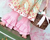 Pink tiny dot knit double ruffle pants Available sizes 6 months to 8 years