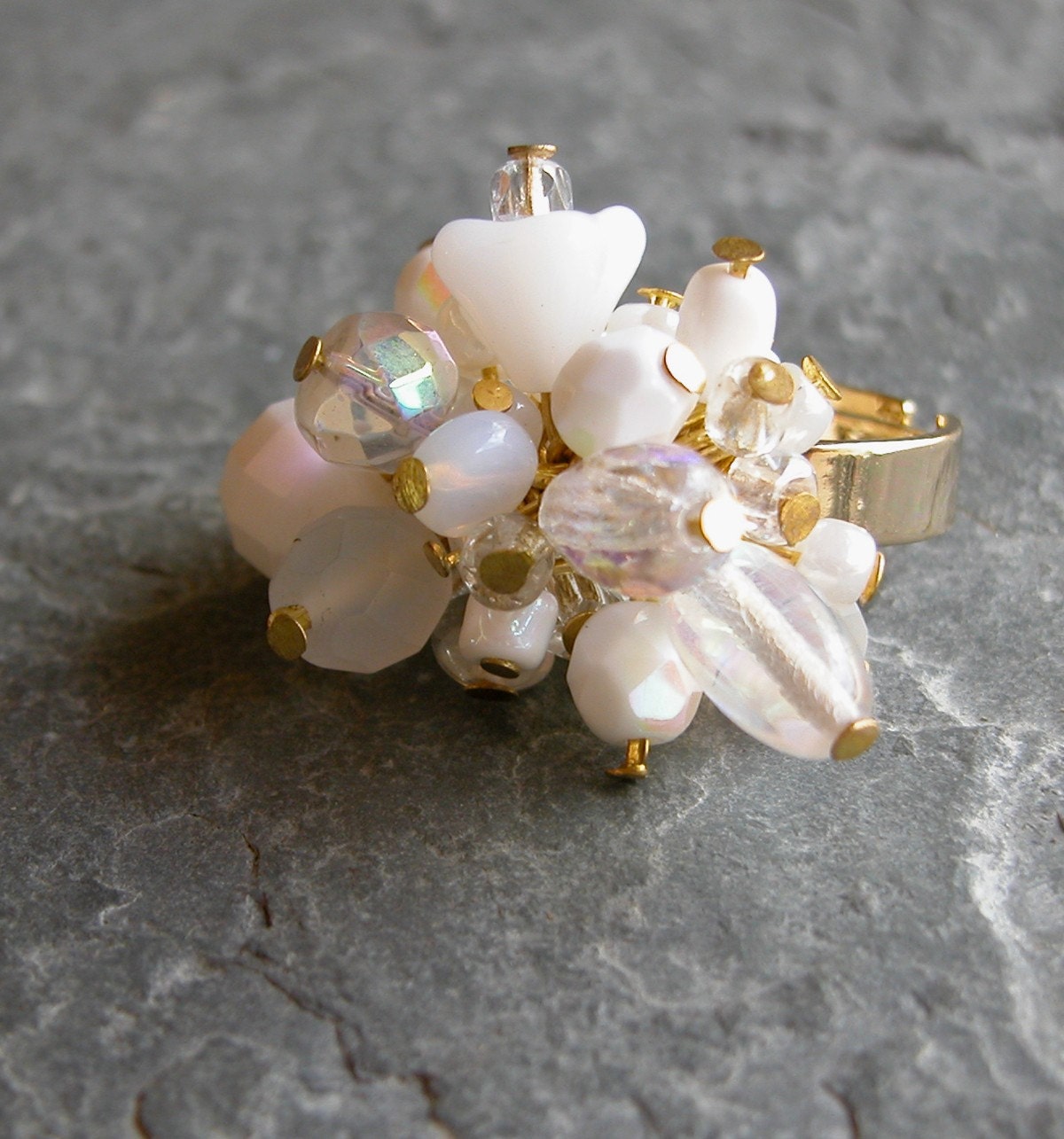 Wedding SALE 50% OFF,Gold Statement Ring,Cocktail ring, Adjustable ring ,Crystal Cluster Ring ,Wedding Party Jewelry