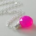 Neon Hot Pink Chalcedony Necklace Wire Wrapped Fuchsia Gemstone Sterling Silver Jewelry Complimentary Shipping