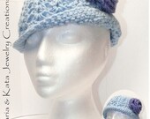 Blue w/ purple flower that is attached- all handmade