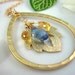 Autumn leaf tear drop pendant with blue mystic quartz and citrine