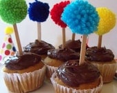 Yarn Pom Pom Cupcake Toppers