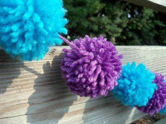 Mermaid Yarn Pom Pom Garland - for birthday decoration, photo booths, backdrops, home decor, bunting, baby nurseries Il_570xn