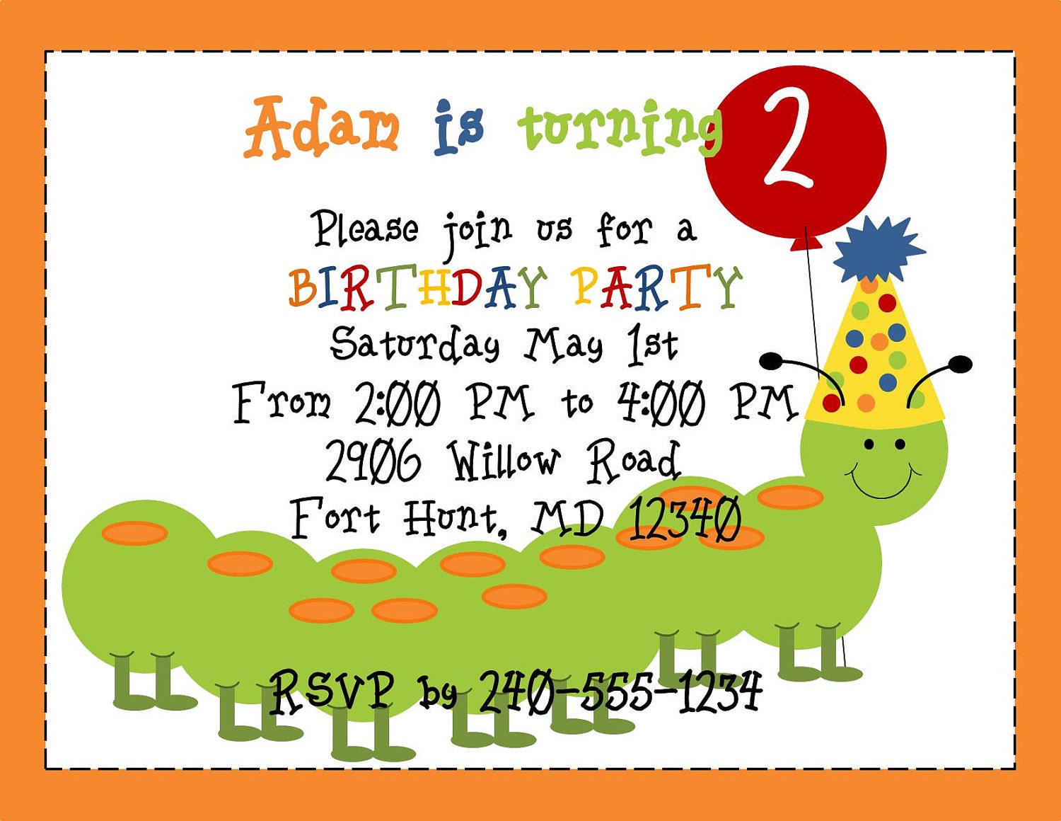 Printable Caterpillar Party Invitation Il_570xn