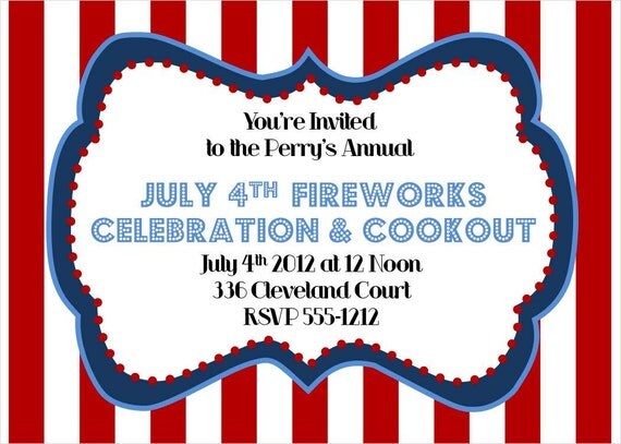 50% Off Sale- July 4th - Fireworks Celebration - Printable Invitations w/ matching Envelope Address Wraps Il_570xn