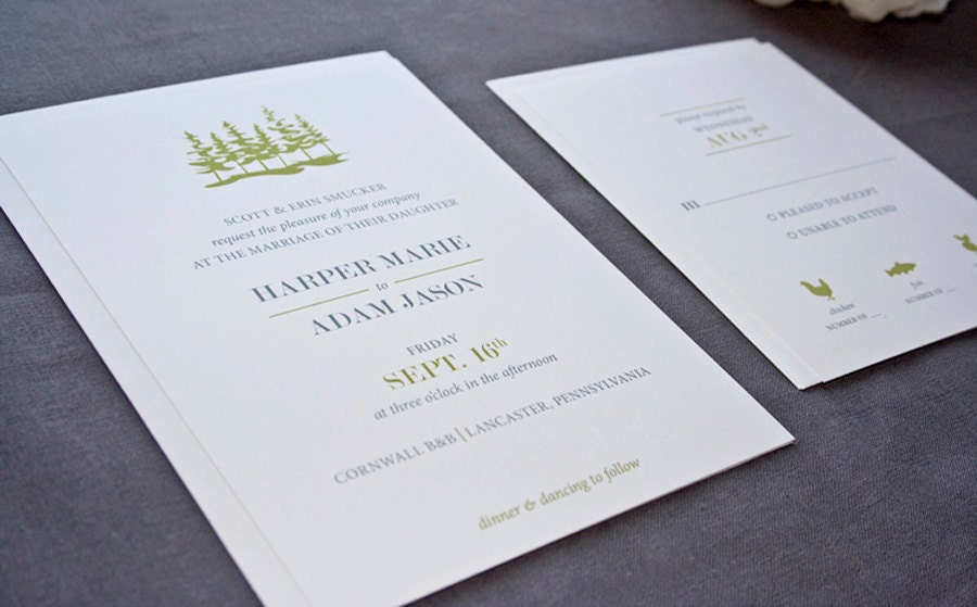 Harlow Modern Tree Wedding Invitation