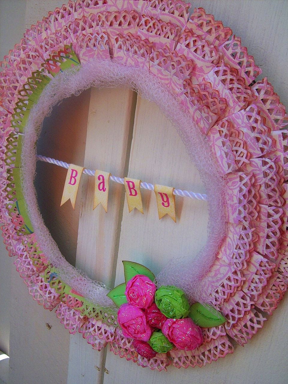Custom BABY - Girl or Boy Wreath Decor - GO GREEN