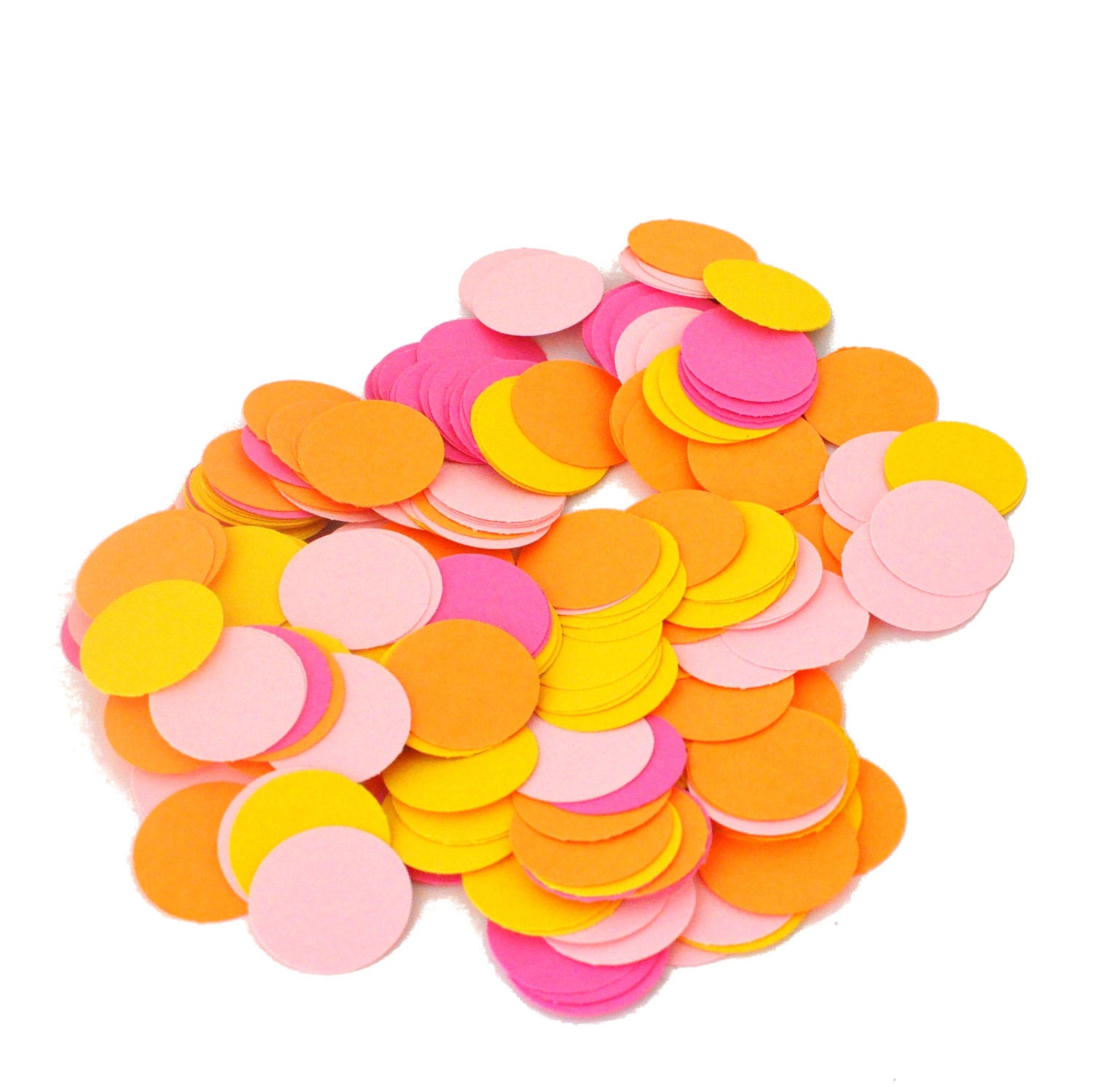 Spring Wedding Confetti - Pink Orange and Yellow - Bridal Shower Decoration - Baby Shower Decor - Birthday Party Decor