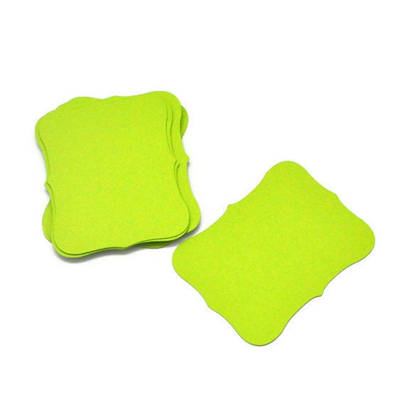 24 - Gift Tags - Blank Labels - Bright Green - Die Cuts - Paper Supplies - Crafting