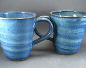Set of 2 Spiral Twist Mugs in Cobalt Blue Handmade Pottery EACH ONE UNIQUE