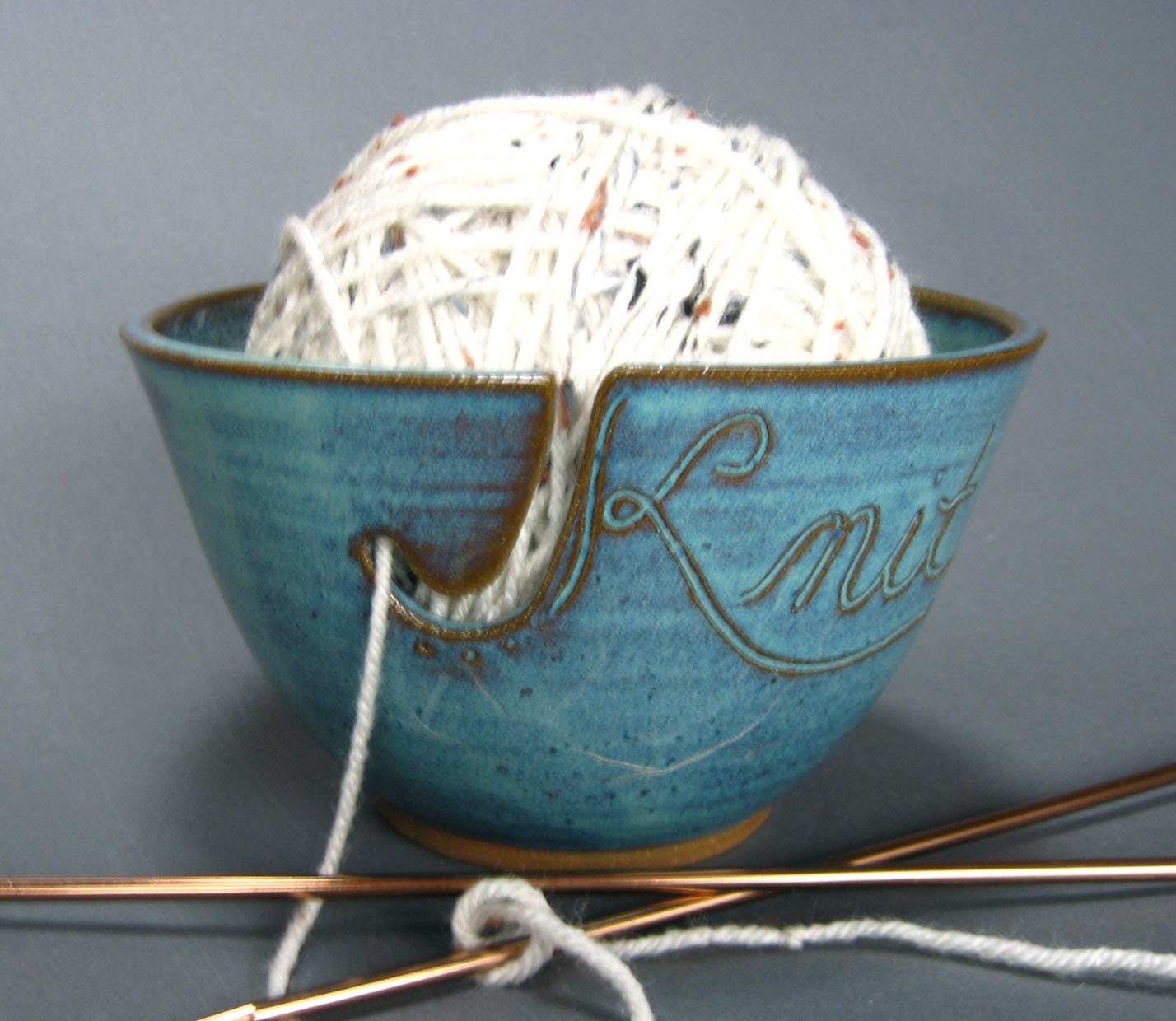 Knitting Yarn Bowl Green (As Featured in Vogue Knitting) Handmade Pottery MADE TO ORDER
