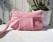 Bag purse wristlet Organic Cotton in pink  - Handmade Purse  / Wristlet