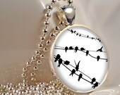 Bird On A Wire Pendant Resin Pendant  Eesin jewelry Bird Jewelry C79S