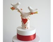 Ready to Ship - Wedding Cake Topper Love Birds on a Tree - Handmade by oenopia