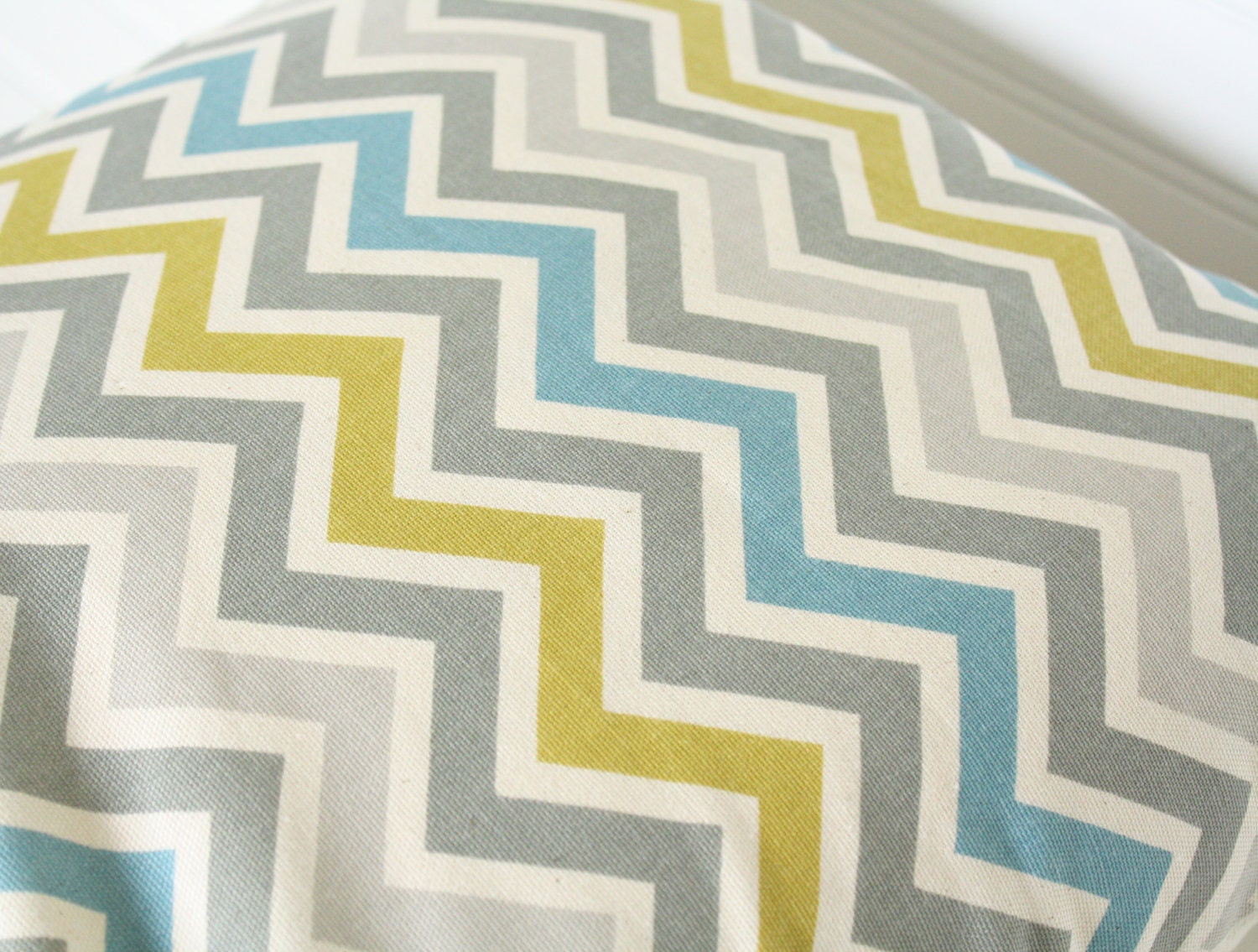 18x18 Gray Blue and CITRINE Chevron Pillow Cover