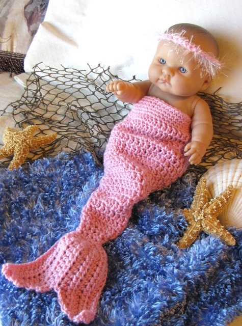 Photo Prop - Mermaid - Cocoon - Pink - Baby - Newborn- Ocean - Made to Order