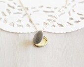Soft Grey Colored Locket - 16K Gold Plated Chain - Flirty Feminine Necklace