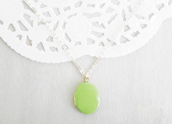 Citrus Lime Photo Locket - 16K Gold Plated Necklace