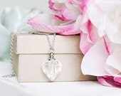 Crystal Diamond Pendant - Silver Heart Vial