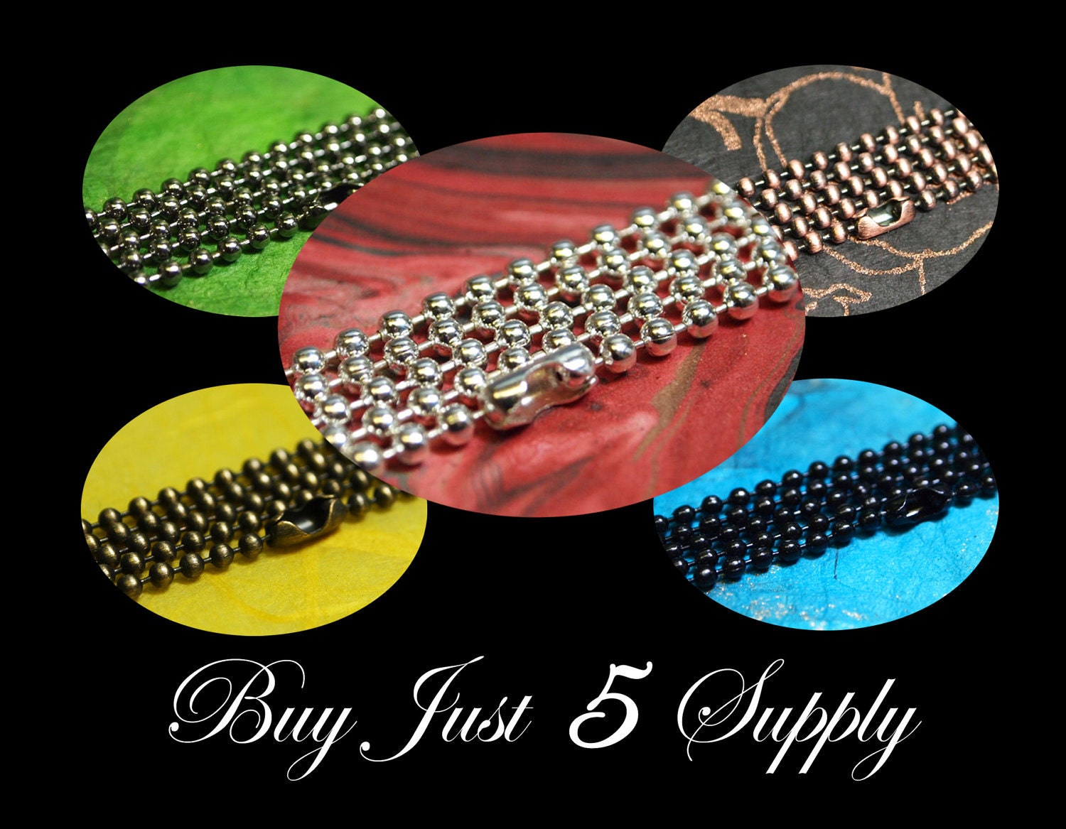 100 Petite 1.5mm Ball Chains- 5 Colors to Choose From... FREE SHIPPING - Scrabble Tiles- Fused Glass- Bottle Cap Pendants, More