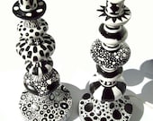 Black and white lamp, Hand painted lamp, 14 inches tall, in black and white- art and function