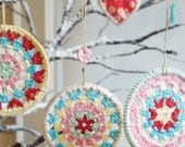 HALF PRICE SALE -Three Crocheted Granny Circle Decorations - Crocheted Decorations