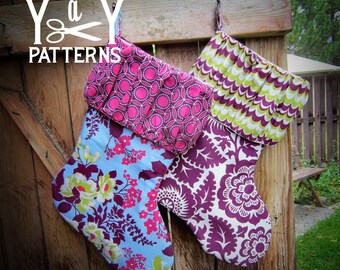 PDF Sewing Pattern, Ruffle Cuff Stocking Pattern from Yards and Yards, Easy Holiday Sewing