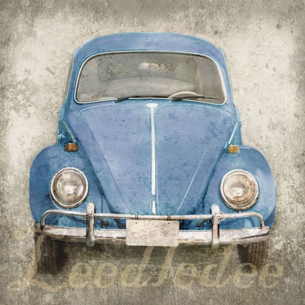 Ruby Red Bug (or CHOOSE your color) - 8x8 or 8X10 Retro Hippie Volkswagen Beetle Nostalgic 1960s 1970s