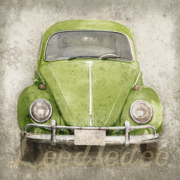 Ruby Red Bug (or CHOOSE your color) - 8x8 or 8X10 Retro Hippie Volkswagen Beetle Nostalgic 1960s 1970s