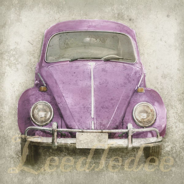 Bellflower Bug (or CHOOSE your color) - Vintage Style Volkswagen Beetle Photo 8x8 or 8x10 - Distressed Home Decor Cottage Style Shabby Chic