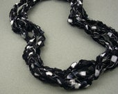 Moon at Midnight crochet ribbon necklace