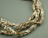 Champagne and Ivory crochet ribbon necklace