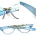TURA sky blue cat eye glasses. gold embellishments. ornate. 1950s retro eyewear. aluminum and gold. no lenses. (VFAC)