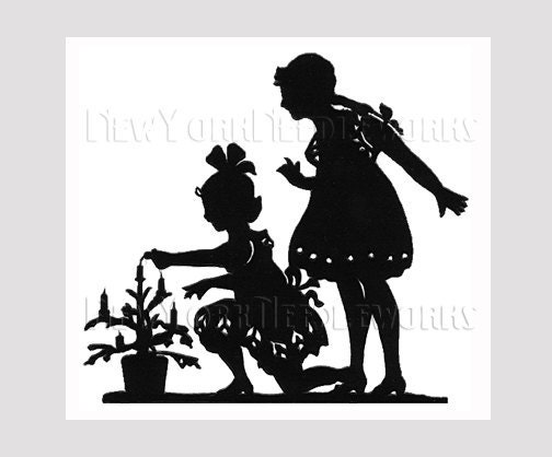 Children Silhouette Cross Stitch, Cross Stitch, Silhouette Pattern, Christmas Silhouette Pattern, Patterns by NewYorkNeedleworks on Etsy