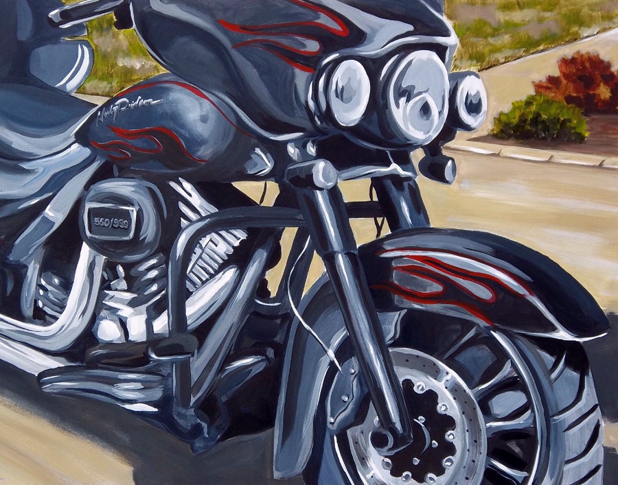 HAWG 1 One of a Kind Harley Davidson Motorcycle Panting Reproduction 11x14 Poster Print