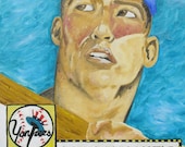 Mickey Mantel Original Painting Reproduction 11x14 Print from Baseball Card