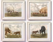 Baby Farm Animals - Set of 4 Photographs 8x10 - Instant Decor - Nursery Wall Art Soft Sweet Dreamy Pastel